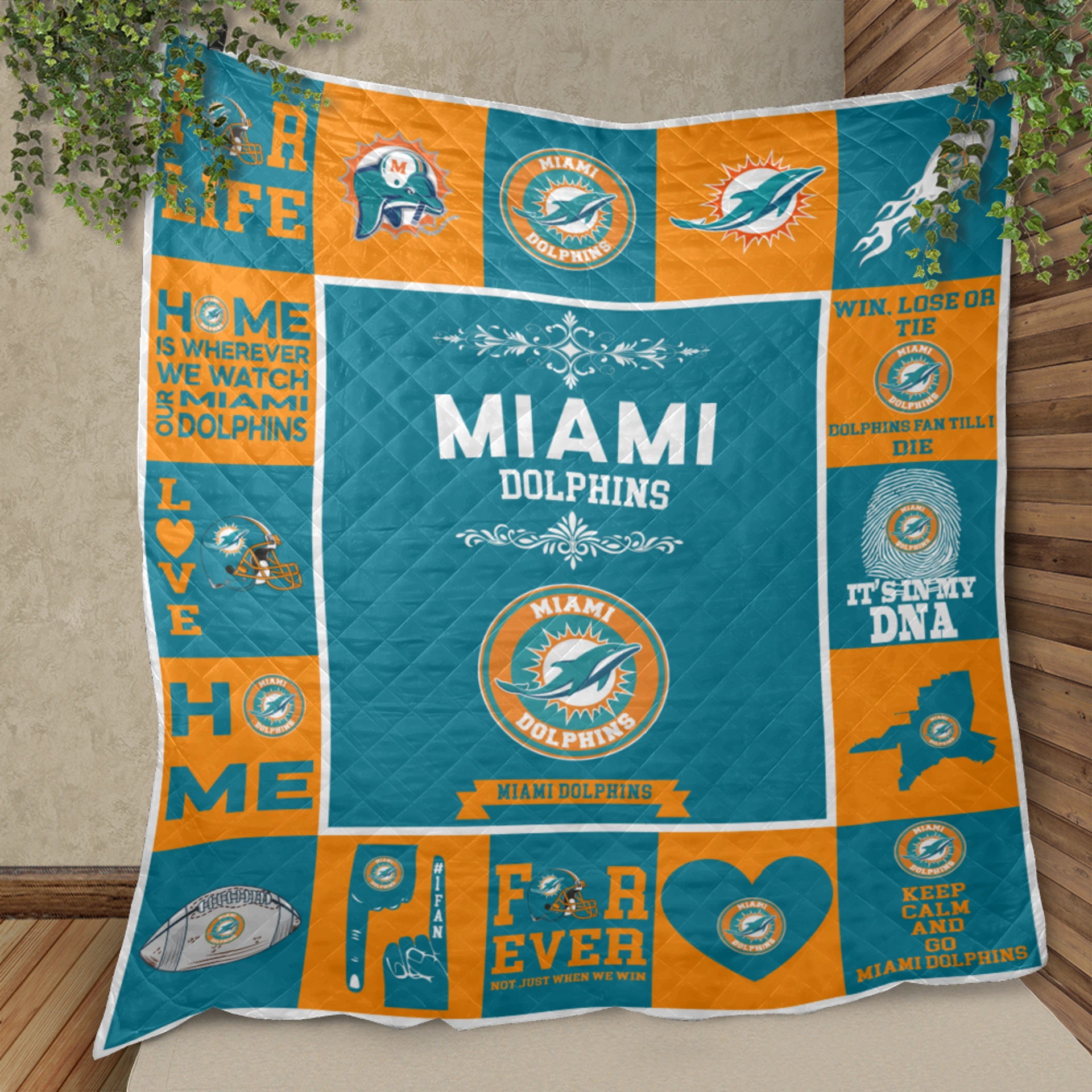 Miami Dolphins Fan Pride Quilt Blanket - Image 2