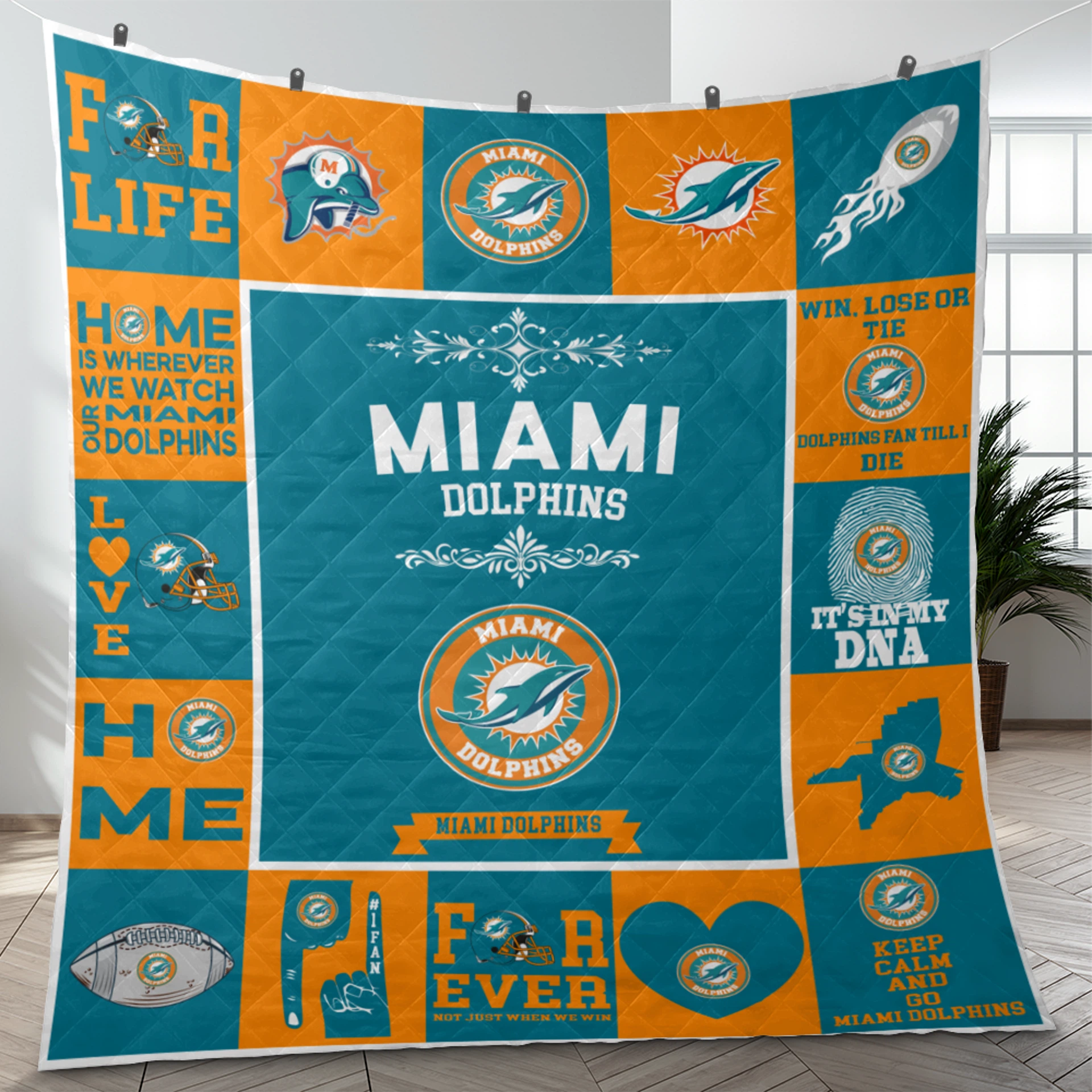 Miami Dolphins Fan Pride Quilt Blanket - Image 3